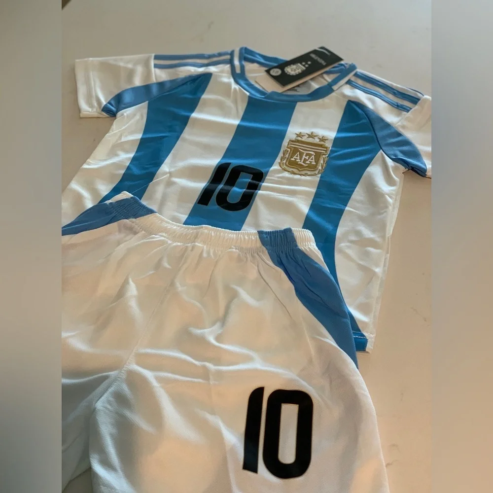 Toddler 4-5T Toddler Messi Argentina 10 Kids Jersey Kit Size 20. - Ships Today - Picture 5 of 9
